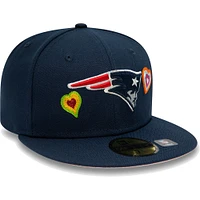 NWE PAT NAVY NFL COUTEAU DE CHAÎNE COEUR 59FIFTY HATMENHIC