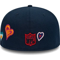 NWE PAT NAVY NFL COUTEAU DE CHAÎNE COEUR 59FIFTY HATMENHIC