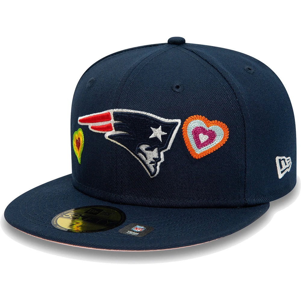 NWE PAT NAVY NFL COUTEAU DE CHAÎNE COEUR 59FIFTY HATMENHIC