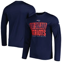 T-shirt à manches longues pour homme bleu marine New England Patriots Combine Authentic Offsides Era