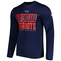 T-shirt à manches longues pour homme bleu marine New England Patriots Combine Authentic Offsides Era