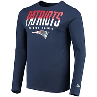 T-shirt à manches longues New Era bleu marine England Patriots pour homme Combine Authentic Split Line