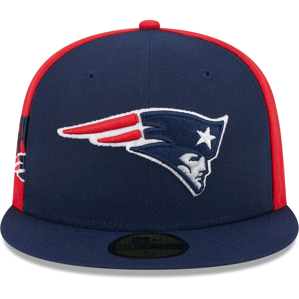 Casquette ajustée 59FIFTY New England Patriots Gameday Era pour hommes, bleu marine