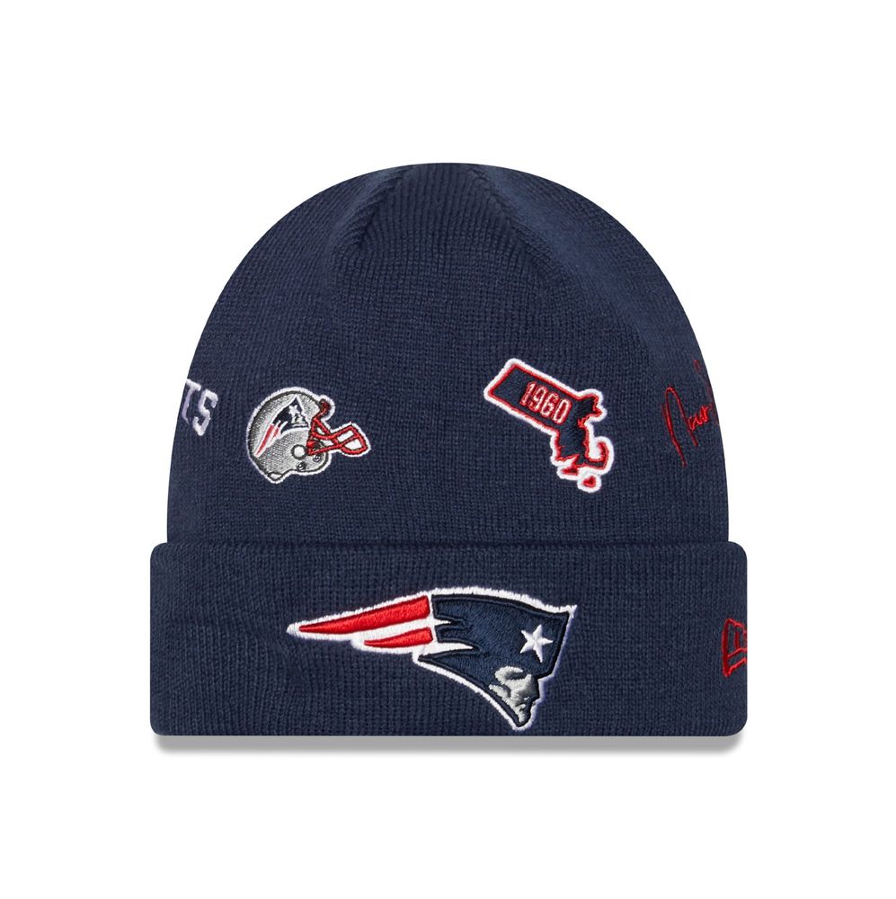 Men's New Era Navy New England Patriots Identity Cuffed Knit - Hat