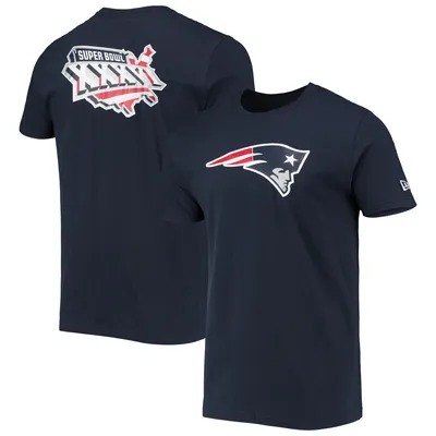 Men's New Era Navy England Patriots Patch Up Collection Super Bowl XXXVI T-Shirt