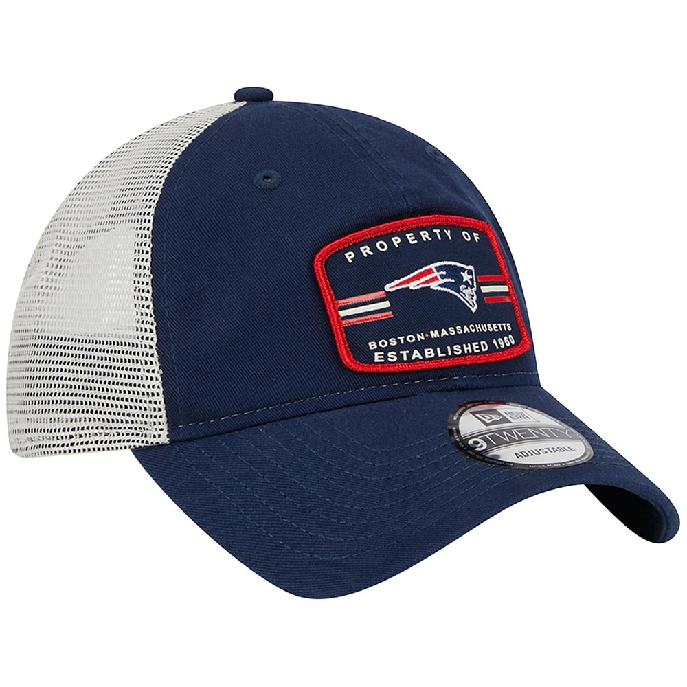 Casquette ajustable 9TWENTY Property Trucker des Patriots de la Nouvelle-Angleterre New Era pour homme, bleu marine