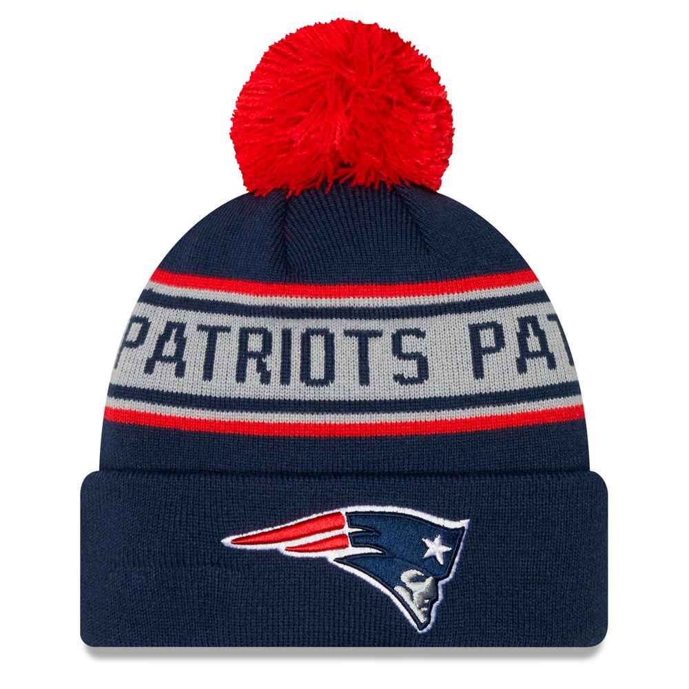 New England Patriots New Era 2023 Navy Sideline Cuffed Knit Hat with Pom