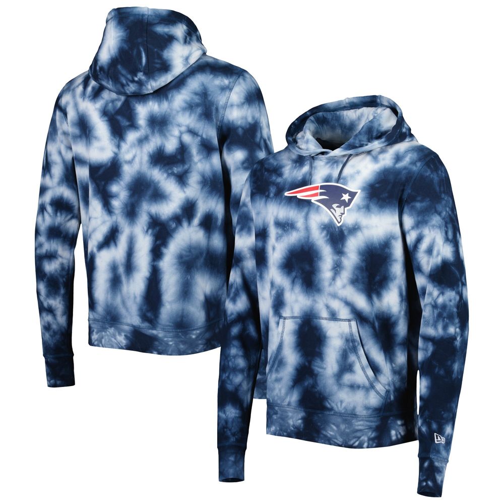 Men's New Era Navy England Patriots Team Tie-Dye Pullover Hoodie