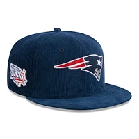 Casquette ajustée 59FIFTY bleu marine New England Patriots Throwback Cord pour hommes