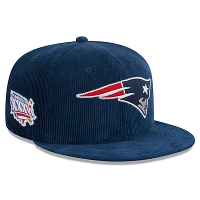 Men's New Era Navy England Patriots Throwback Corduroy 59FIFTY Fitted Hat