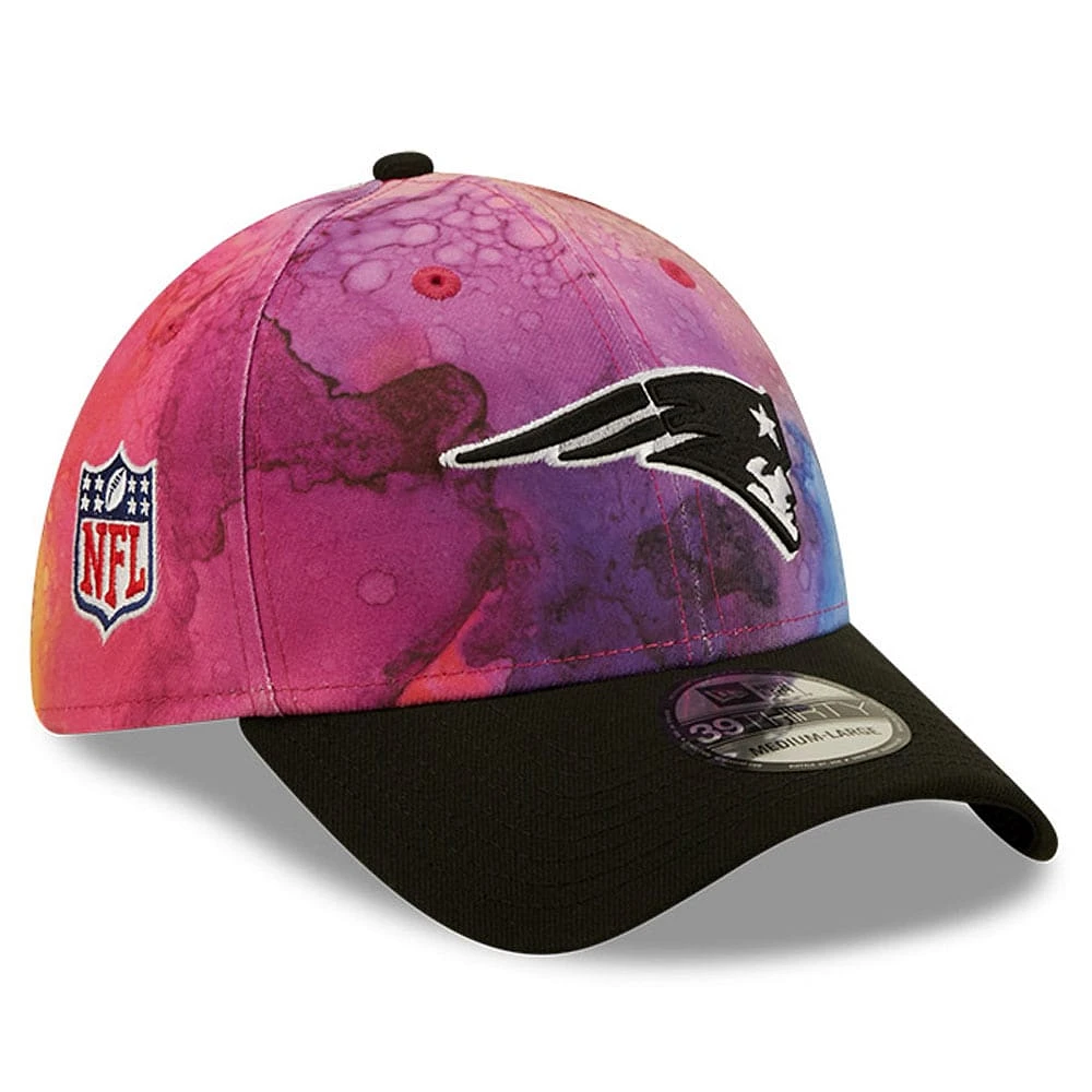 Men's New Era Pink England Patriots NFL Crucial Catch 39THIRTY Flex Hat