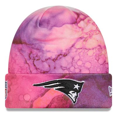 Men's New Era Pink New England Patriots 2022 NFL Crucial Catch - Cuffed Knit Hat