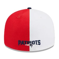 Casquette ajustée 59FIFTY Sideline Low Profile des Patriots de la Nouvelle-Angleterre 2023 New Era pour homme, rouge/bleu marine