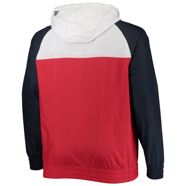 Chandail à capuchon quart de glissière raglan New England Patriots Big & Tall League Era pour homme, rouge/bleu marine