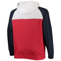 Men's New Era Red/Navy England Patriots Big & Tall League Raglan Quarter-Zip Hoodie