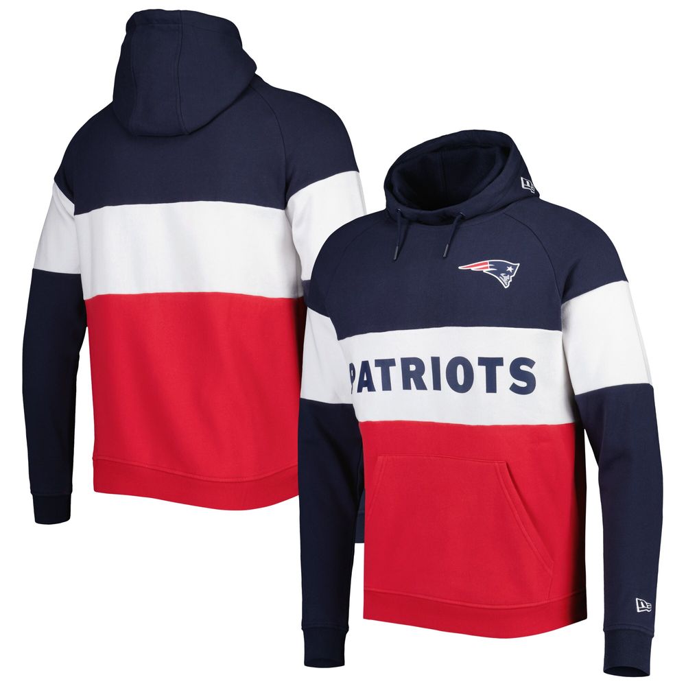 Men's New Era Red England Patriots Colorblock Current Pullover Hoodie