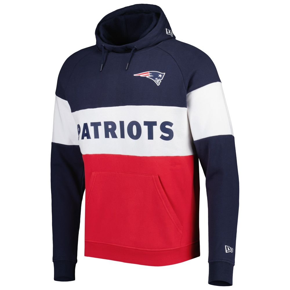 Men's New Era Red England Patriots Colorblock Current Pullover Hoodie