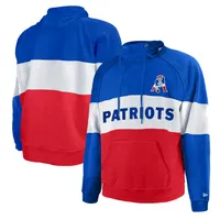 Women's Mitchell & Ness Royal/Red New England Patriots Color Block Pullover  Sweatshirt