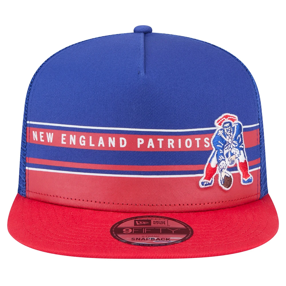 Casquette Snapback 9FIFTY Snapback New Era Royal/Red New England Patriots Half Stripe Trucker pour hommes