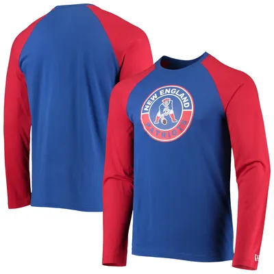 New England Patriots Era League Raglan Throwback Long Sleeve T-Shirt - Royal/Red