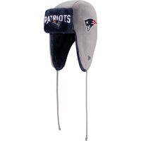 Men's New Era Silver New England Patriots - Helmet Head Trapper Knit Hat