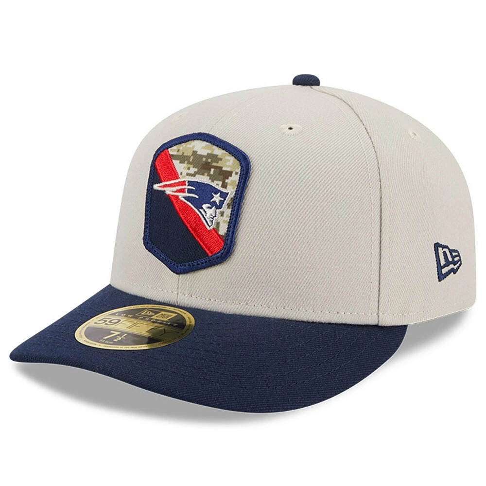 Casquette ajustée 59FIFTY New Era Stone/Navy England Patriots 2023 Salute To Service pour hommes