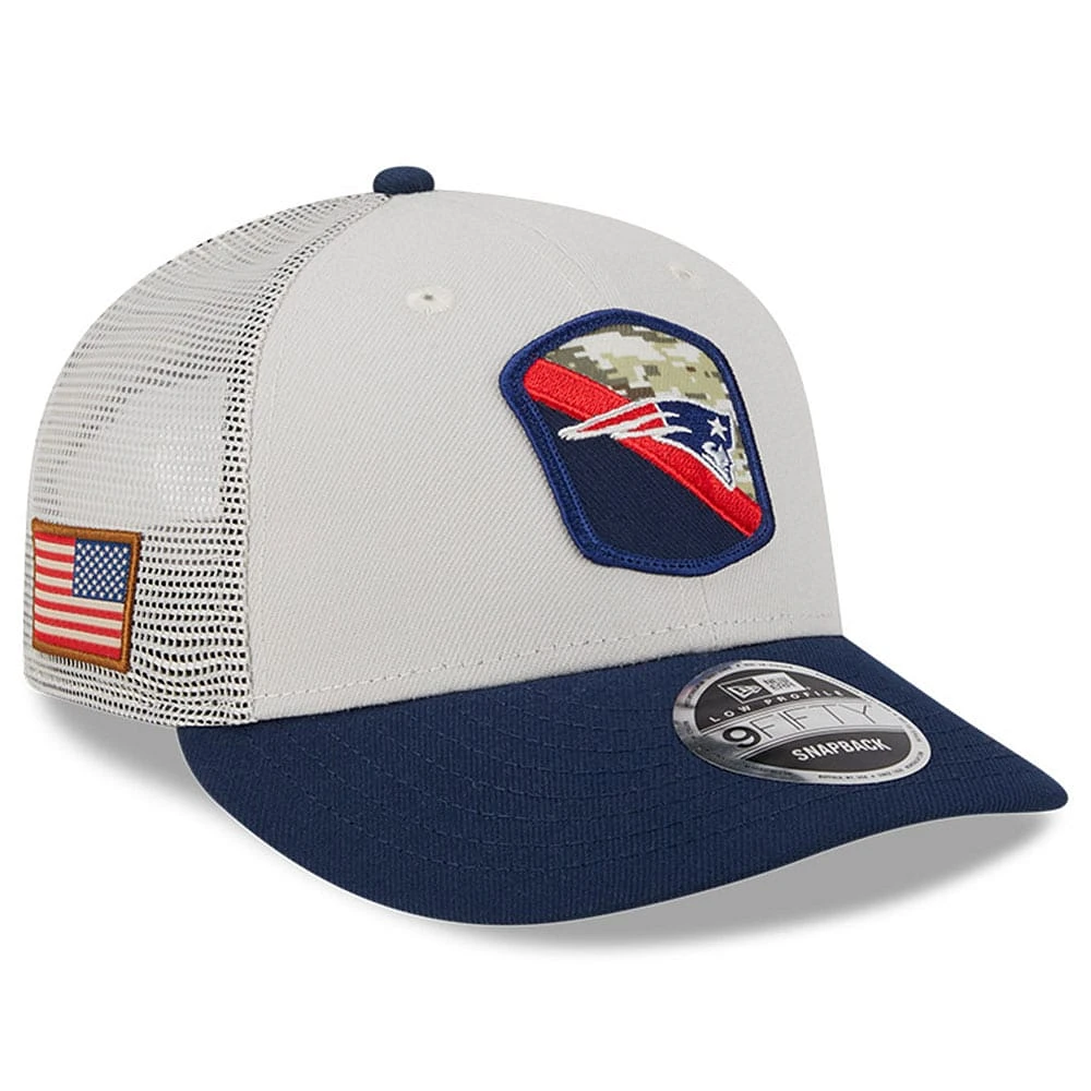 Men's New Era  Stone/Navy New England Patriots 2023 Salute To Service Low Profile 9FIFTY Snapback Hat