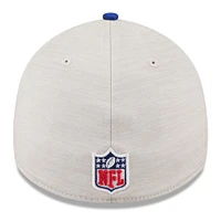 Men's New Era Stone/Royal England Patriots 2024 Sideline Historic 39THIRTY Flex Hat