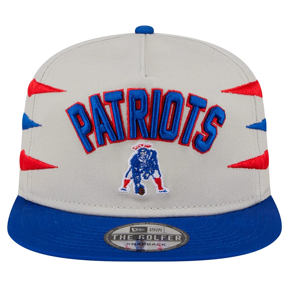 Casquette de golf athlétique à visière snapback New Era Stone/Royal New England Patriots pour homme