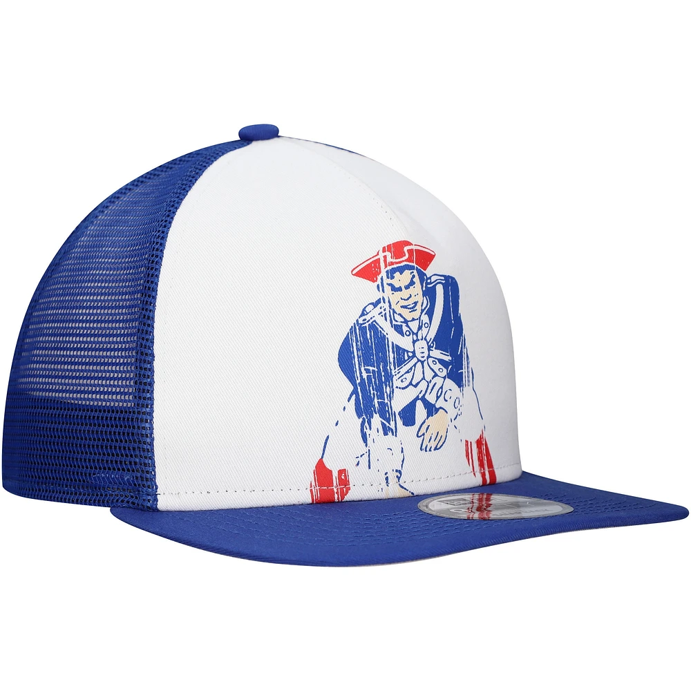 Men's New Era White/Royal New England Patriots Distressed 9FIFTY A-Frame Snapback Hat