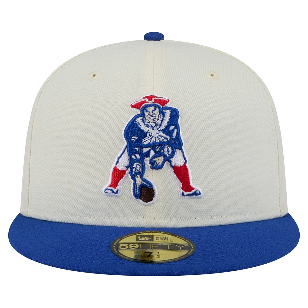 Casquette ajustée New Era England Patriots Throwback Main 59FIFTY pour homme, blanc/bleu roi