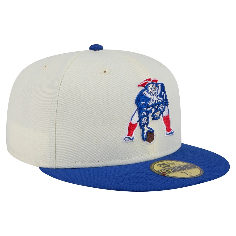 Casquette ajustée New Era England Patriots Throwback Main 59FIFTY pour homme, blanc/bleu roi