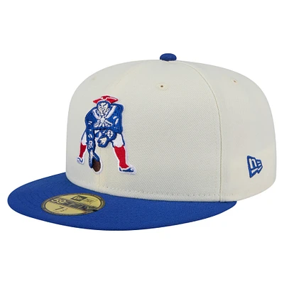 Casquette ajustée New Era England Patriots Throwback Main 59FIFTY pour homme, blanc/bleu roi