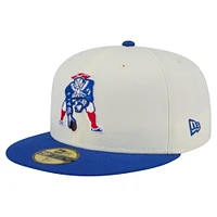 Casquette ajustée New Era England Patriots Throwback Main 59FIFTY pour homme, blanc/bleu roi