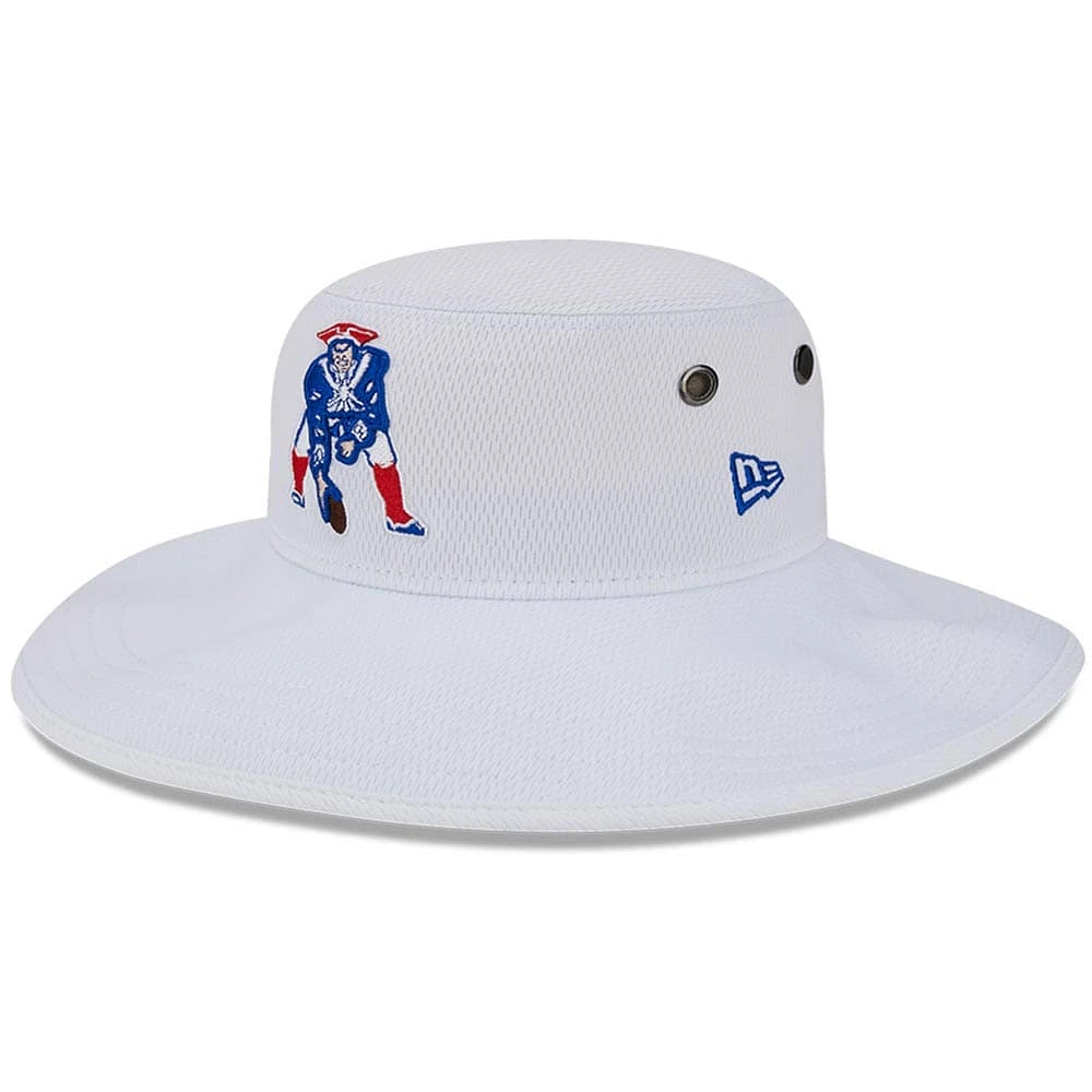 Men's New Era White New England Patriots 2023 NFL Training Camp Throwback Panama Bucket Hat