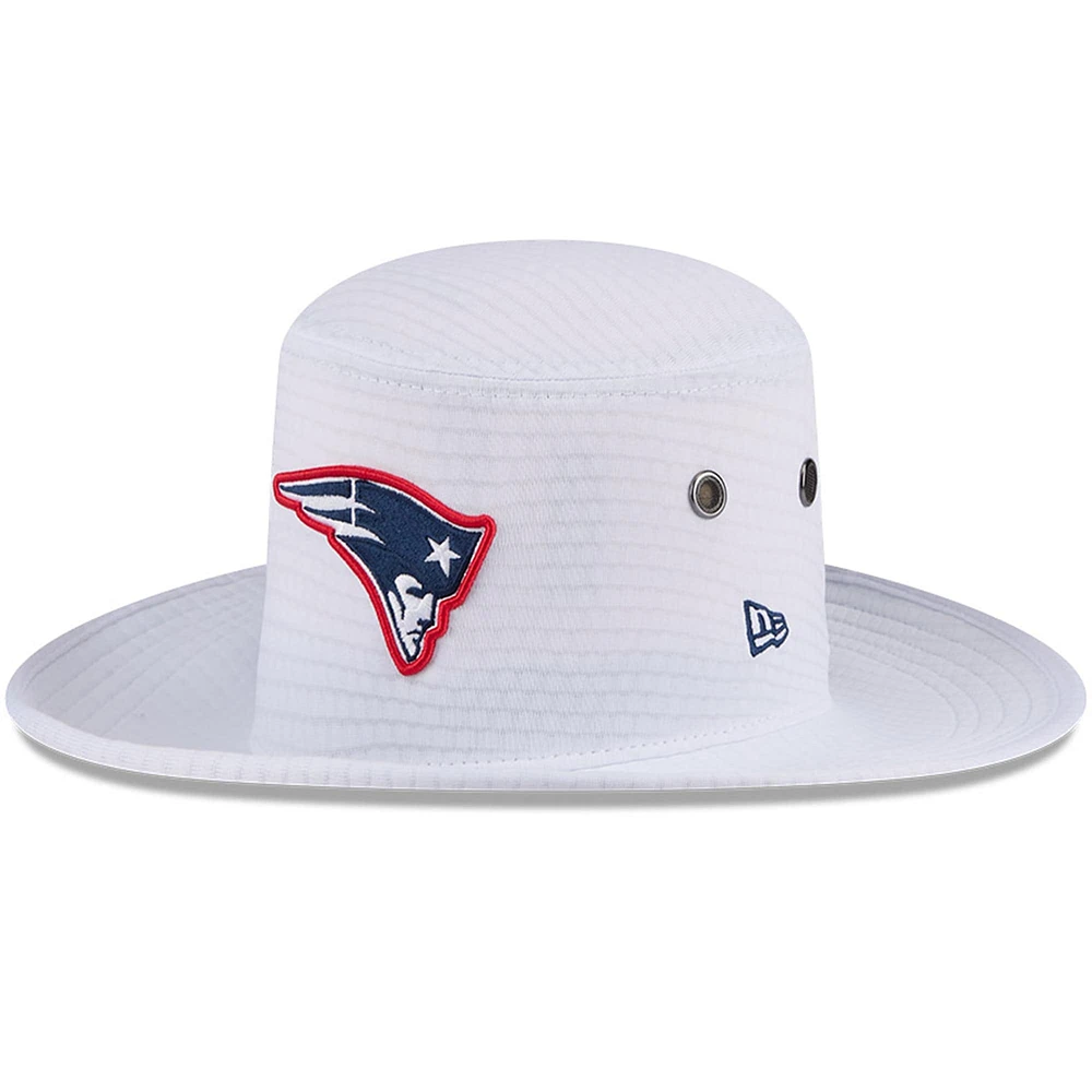 Men's New Era White New England Patriots 2024 NFL Training Camp Panama Bucket Hat