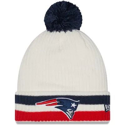 New England Patriots New Era Retro Cuffed Knit Hat with Pom - White