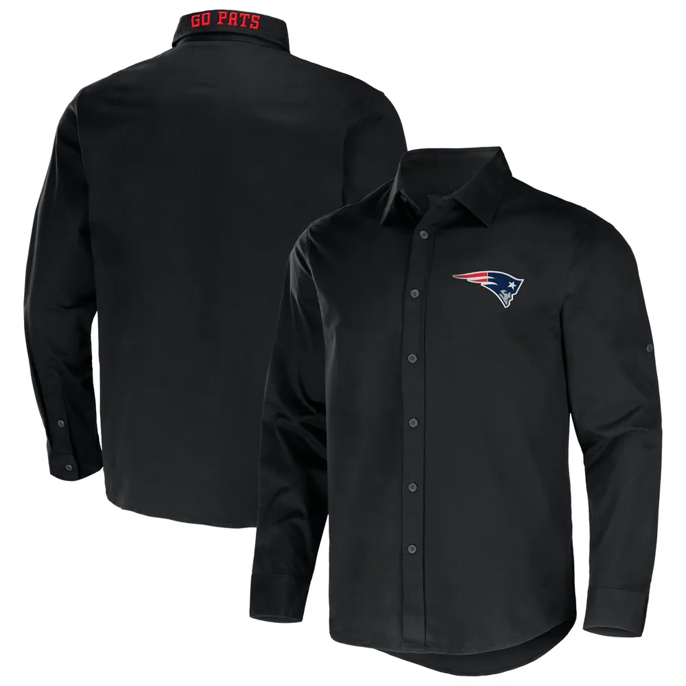 Collection NFL x Darius Rucker pour hommes par Fanatics Chemise boutonnée à manches longues en sergé convertible noire des New England Patriots