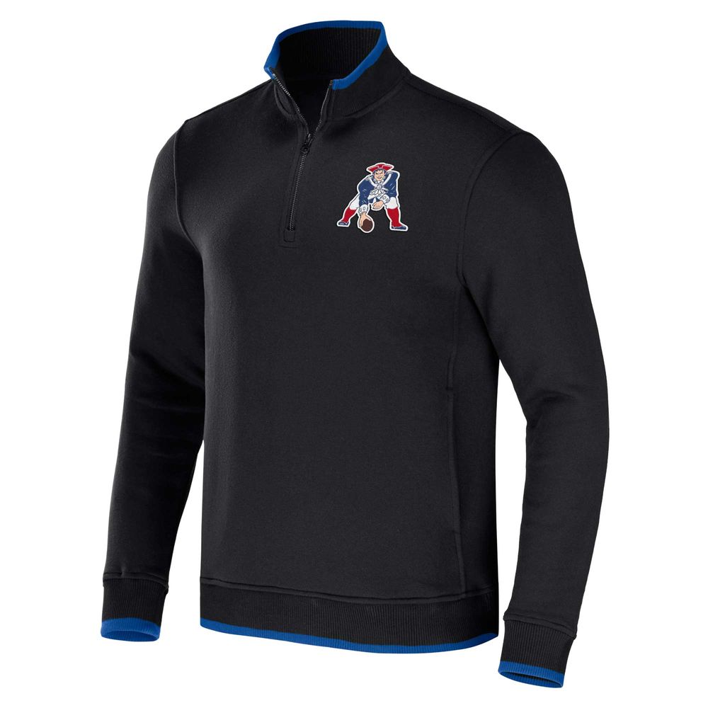 Men's NFL x Darius Rucker Collection by Fanatics Black New England Patriots Logo Quarter-Zip Top