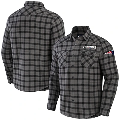 Chemise boutonnée à manches longues en flanelle grise New England Patriots pour homme de la collection NFL x Darius Rucker par Fanatics