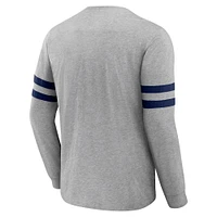 T-shirt à manches longues Henley pour homme de la collection NFL x Darius Rucker Fanatics, gris chiné, New England Patriots