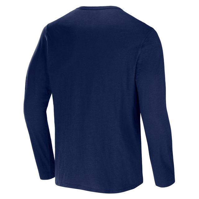 T-shirt à manches longues Henley en jersey flammé bleu marine de la collection NFL x Darius Rucker pour homme par Fanatics