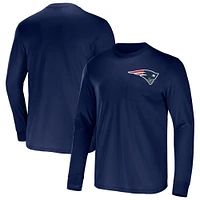 T-shirt à manches longues et poche pour homme de la collection NFL x Darius Rucker Fanatics, bleu marine, équipe des New England Patriots