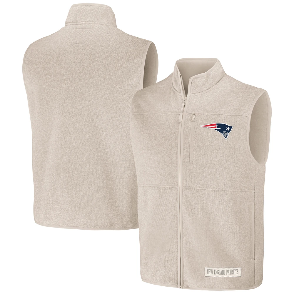 Gilet zippé pour homme de la collection NFL x Darius Rucker Fanatics Oatmeal New England Patriots