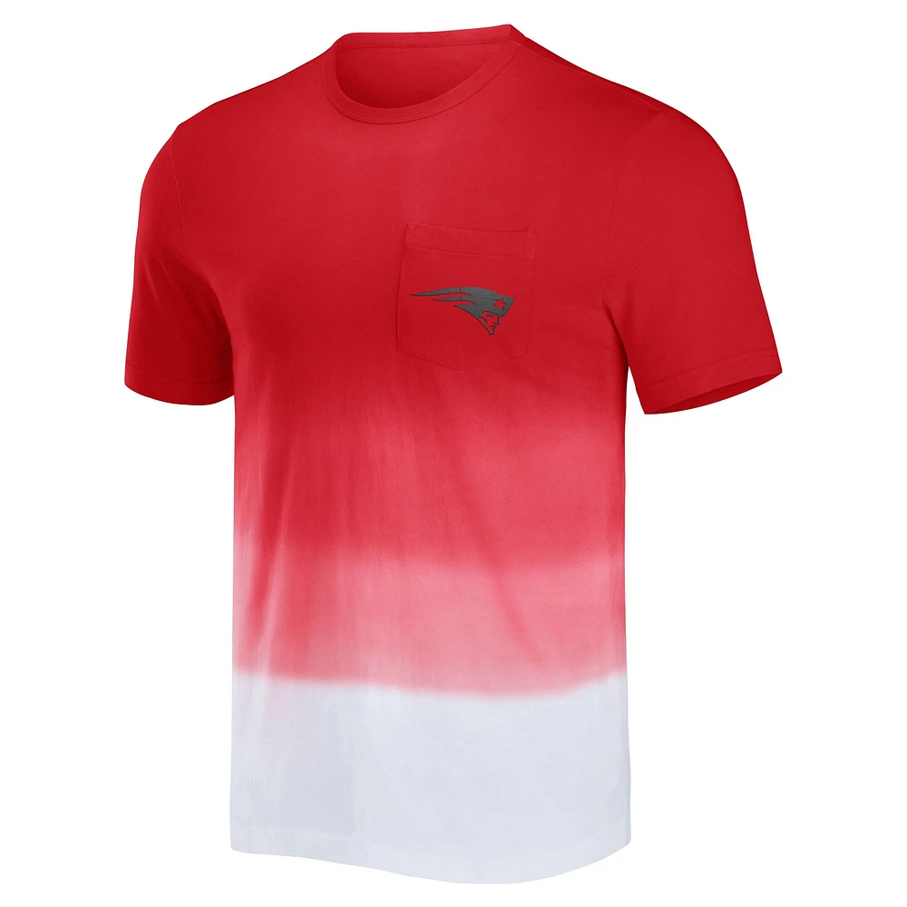 T-shirt à poche Dip Dye rouge/blanc de la collection NFL x Darius Rucker pour hommes par Fanatics des New England Patriots