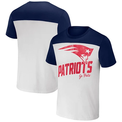 T-shirt colorblock blanc/bleu marine New England Patriots de la collection NFL x Darius Rucker pour homme par Fanatics