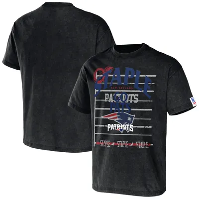 New England Patriots NFL x Staple Throwback Vintage Wash T-Shirt - Black