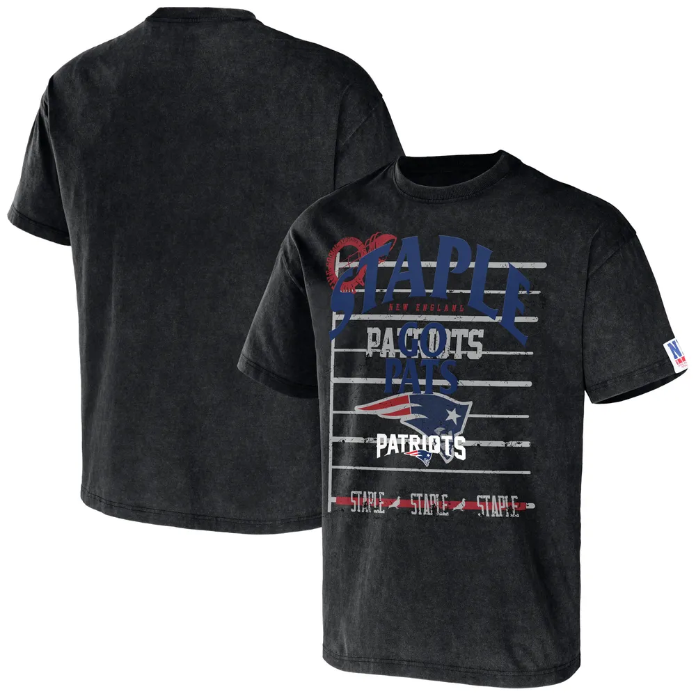 T-shirt noir délavé rétro NFL x Staple New England Patriots pour homme