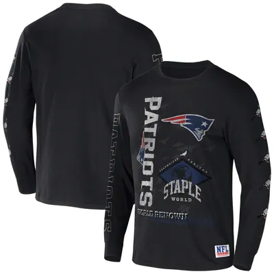 New England Patriots NFL x Staple World Renowned Long Sleeve T-Shirt - Black