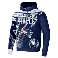 Sweat à capuche imprimé intégral pour hommes NFL x Staple bleu marine New England Patriots